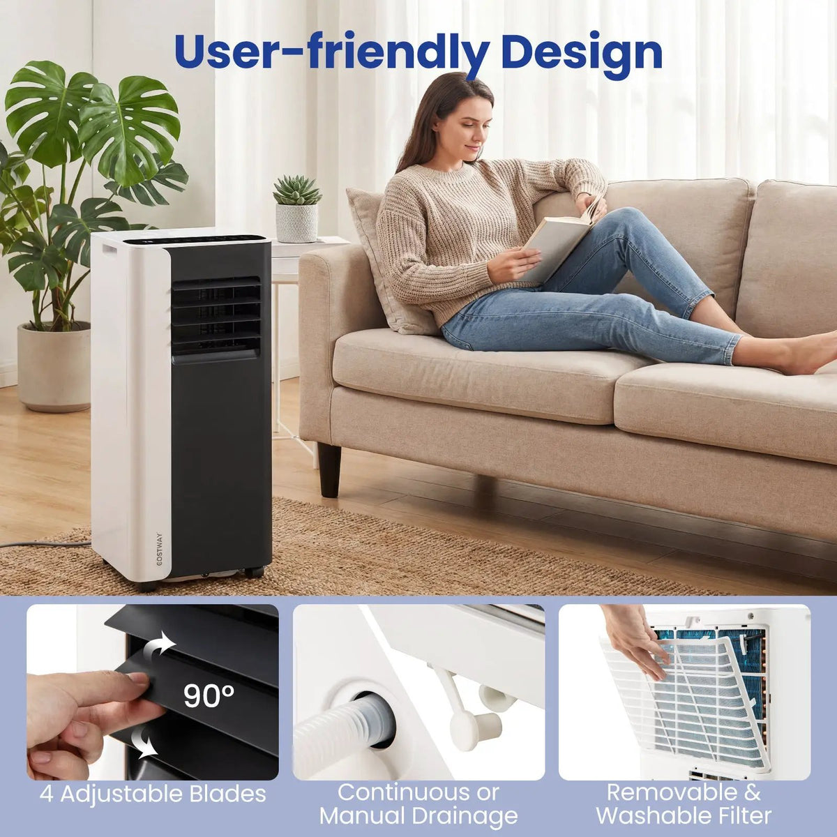 10000 BTU 3 in 1 Portable Air Conditioner with Fan and Dehumidifier Model by DirectDeals