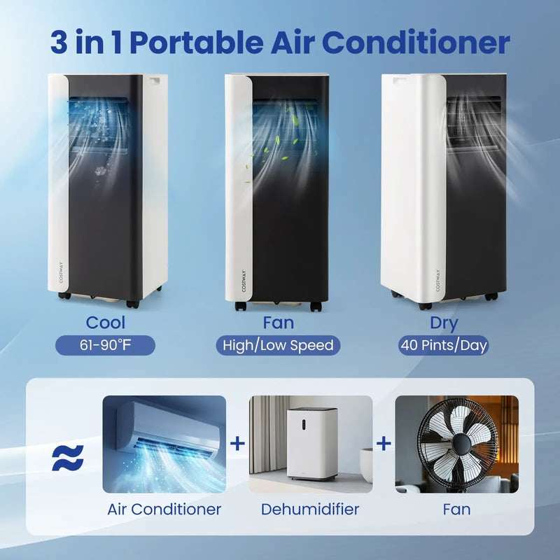 10000 BTU 3 in 1 Portable Air Conditioner with Fan and Dehumidifier Model by DirectDeals