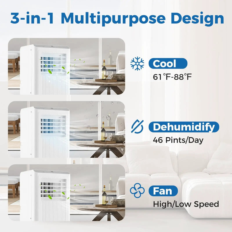 8000 BTU Portable Air Conditioner 3 in 1 AC Unit Fan and Dehumidifier by DirectDeals