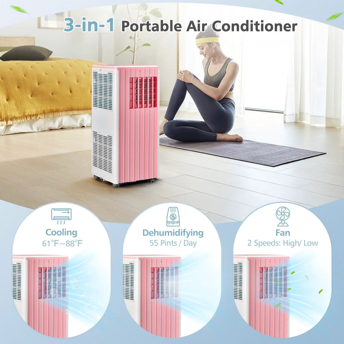 3-in-1 10000 BTU Air Conditioner with Humidifier and Smart Sleep Mode by DirectDeals