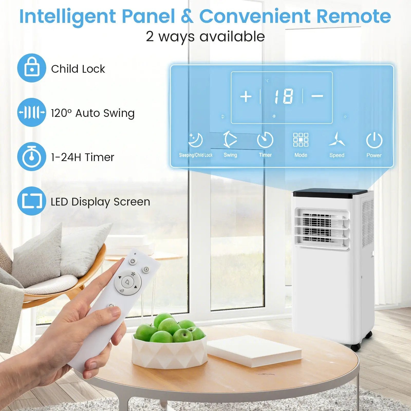 Portable Air Conditioner 8000 BTU with Remote Control by DirectDeals