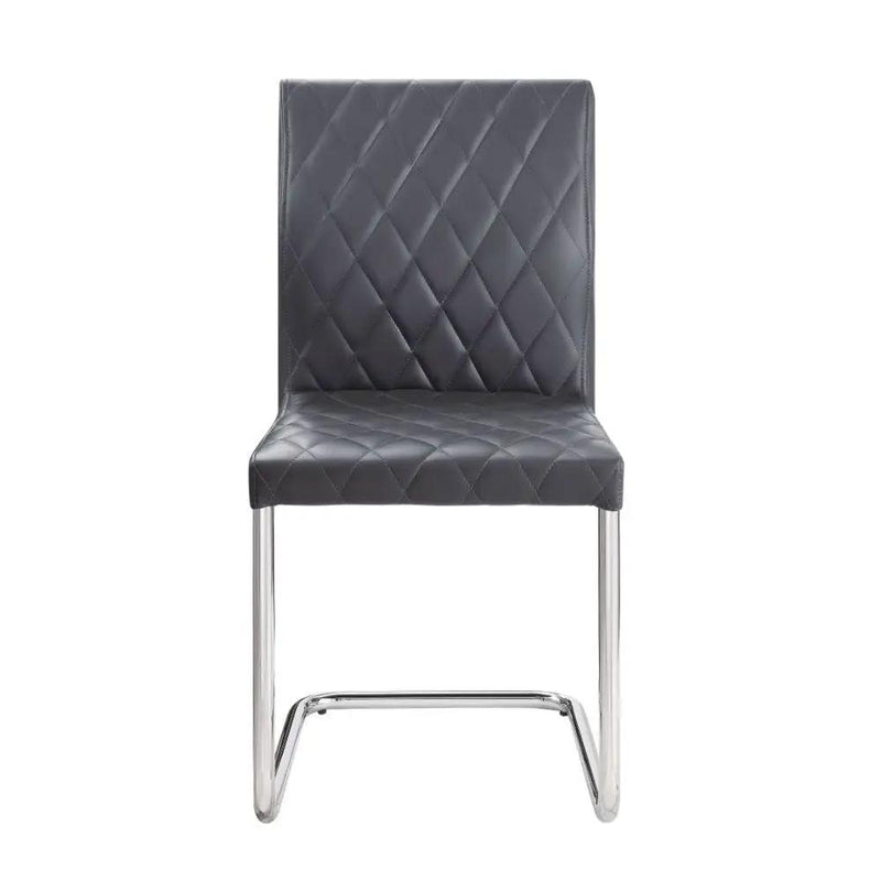 Ansonia - Side Chair (Set of 2) - Gray Synthetic Leather & Chrome by Unique Piece Furniture