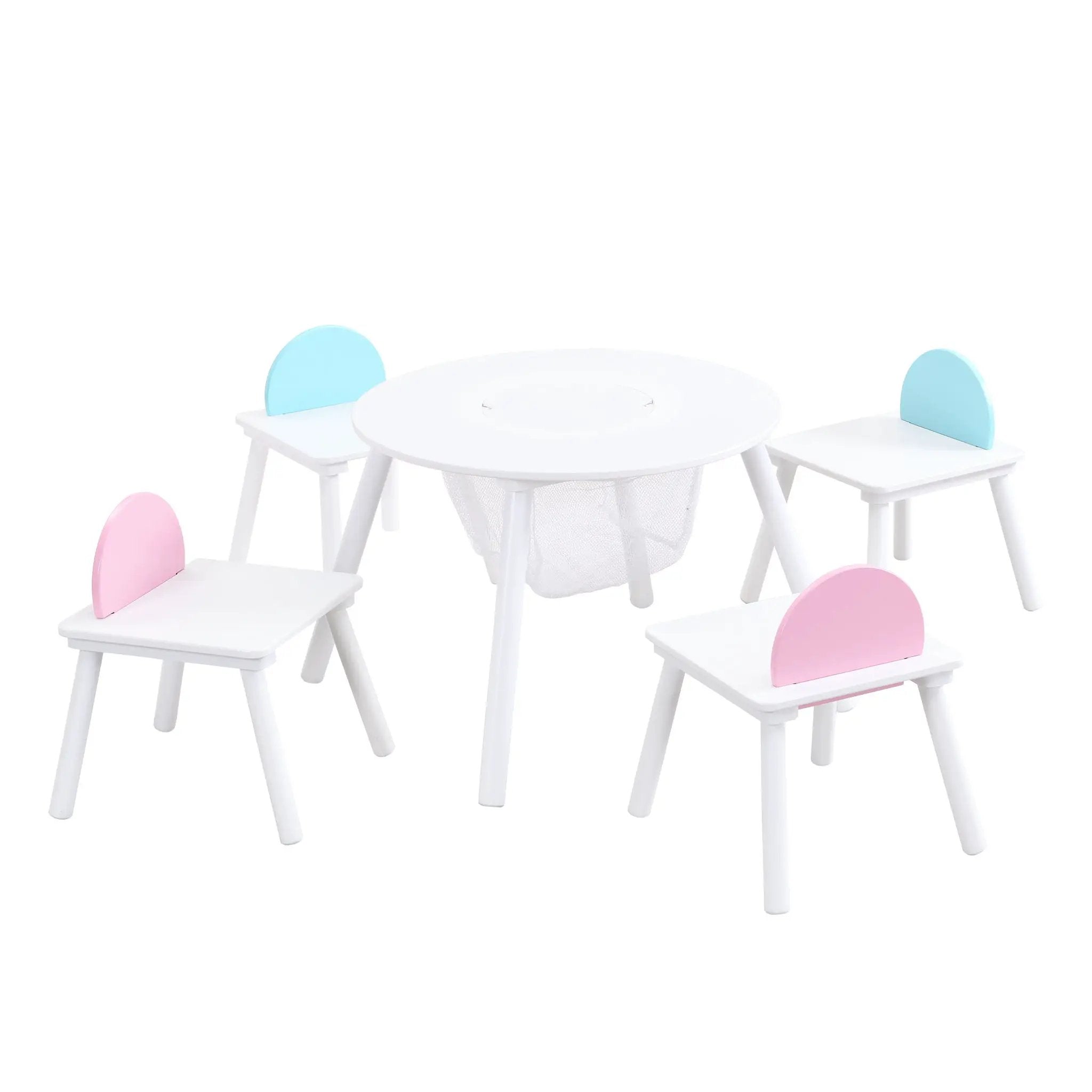 Children's Panel Table With 4 Chairs - White by Unique Piece Furniture