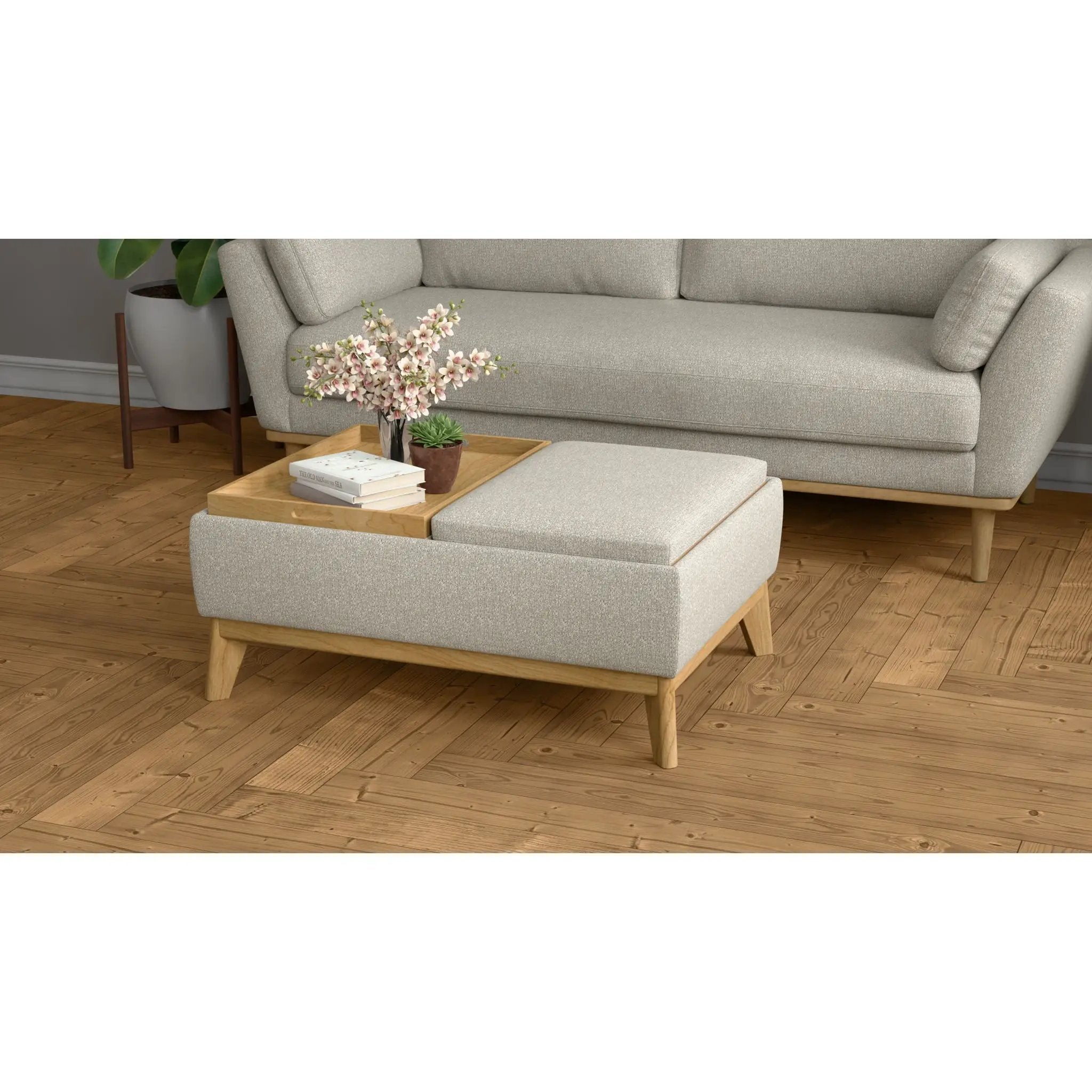 Reversible Tray Ottoman - Tan by Unique Piece Furniture