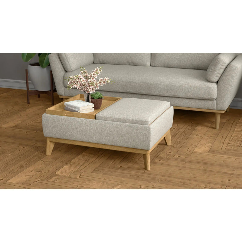 Reversible Tray Ottoman - Tan by Unique Piece Furniture