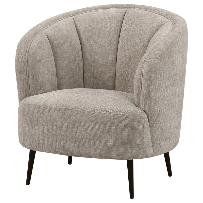 Ellorie Upholstered Channel Back Curved Chair Beige by Unique Piece Furniture
