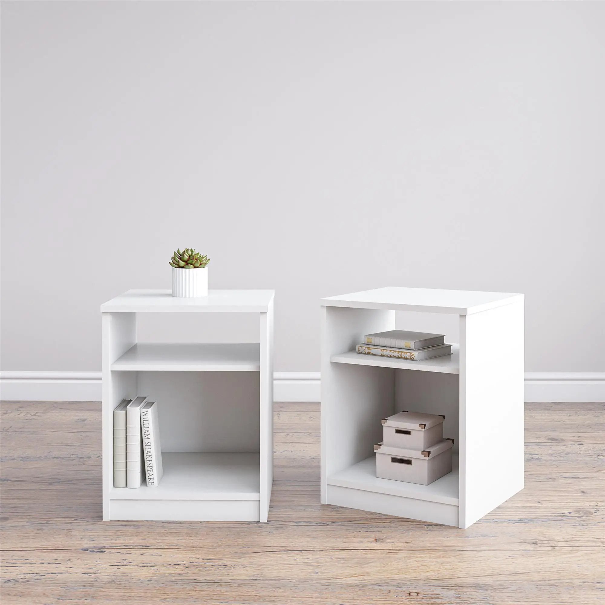 Open Shelf Nightstand - White by HouseOfZazla