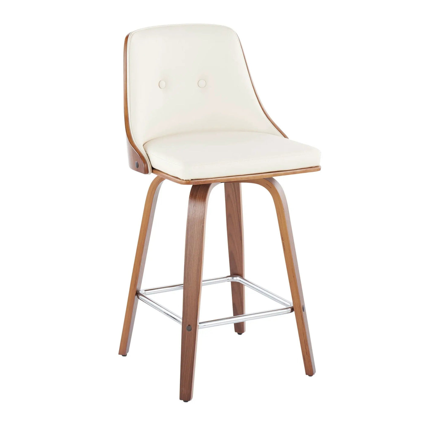 Gianna - Mid Century Modern Fixed Height Counter Stool With Swivel With Square Footrest (Set of 2) by HouseOfZazla