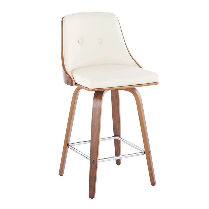 Gianna - Mid Century Modern Fixed Height Counter Stool With Swivel With Square Footrest (Set of 2) by HouseOfZazla