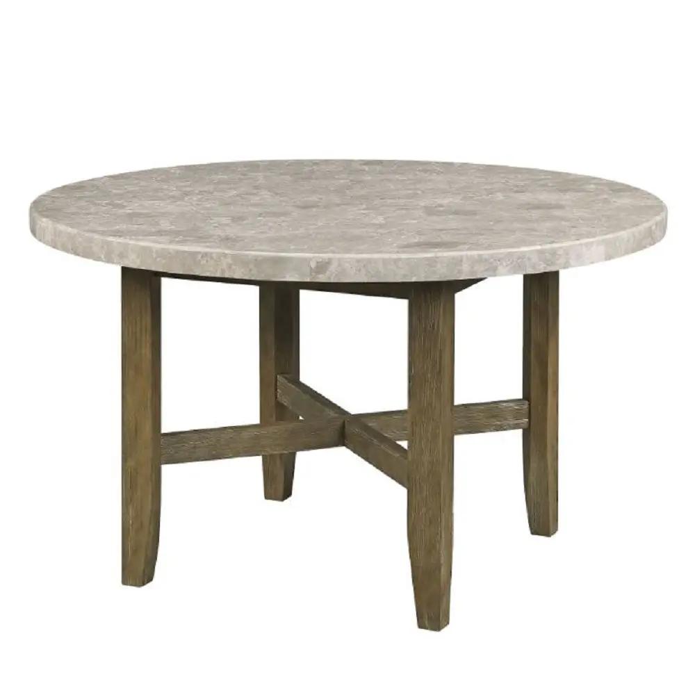Karsen - Dining Table With Marble Top - Natural Marble Top & Rustic Oak by Unique Piece Furniture