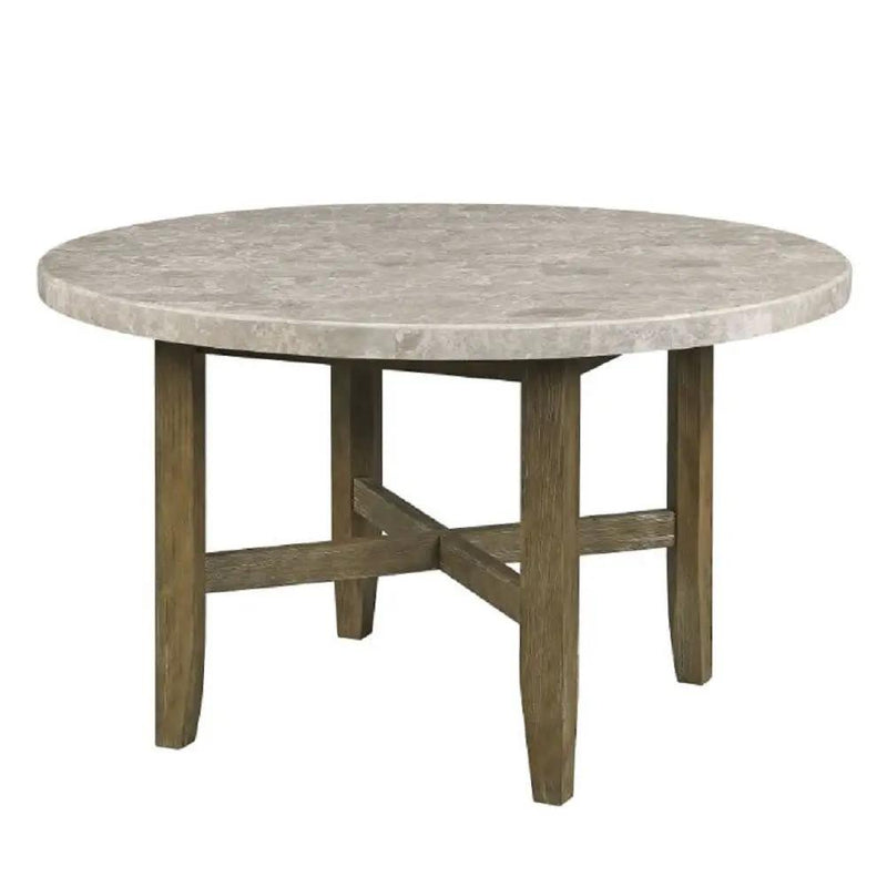 Karsen - Dining Table With Marble Top - Natural Marble Top & Rustic Oak by Unique Piece Furniture