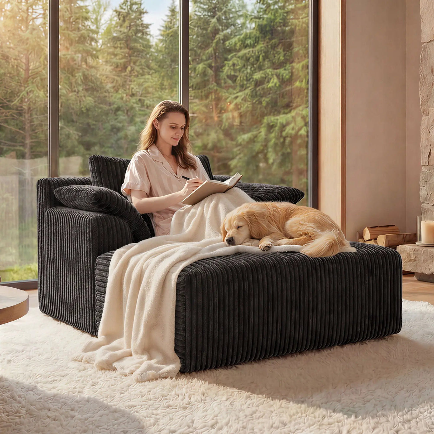 Chaise Lounge Chair, Deep Seat Sleeper Couch For Living Room by HouseOfZazla
