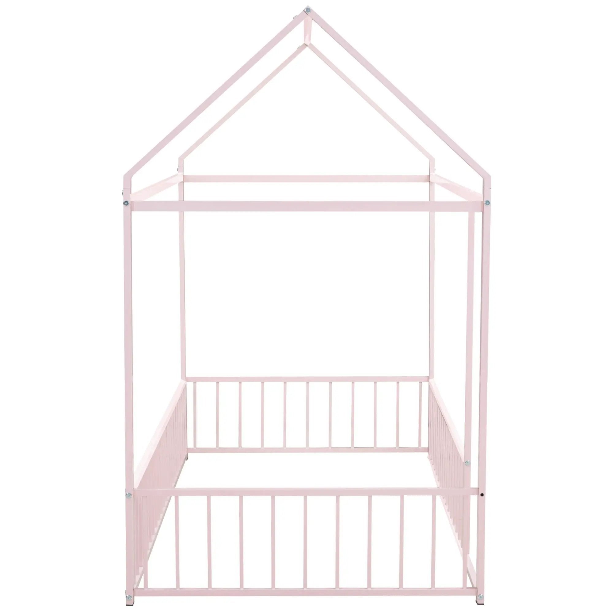 Metal Bed House Bed Frame With Fence by Unique Piece Furniture