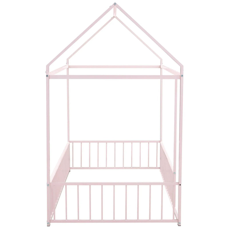 Metal Bed House Bed Frame With Fence by Unique Piece Furniture