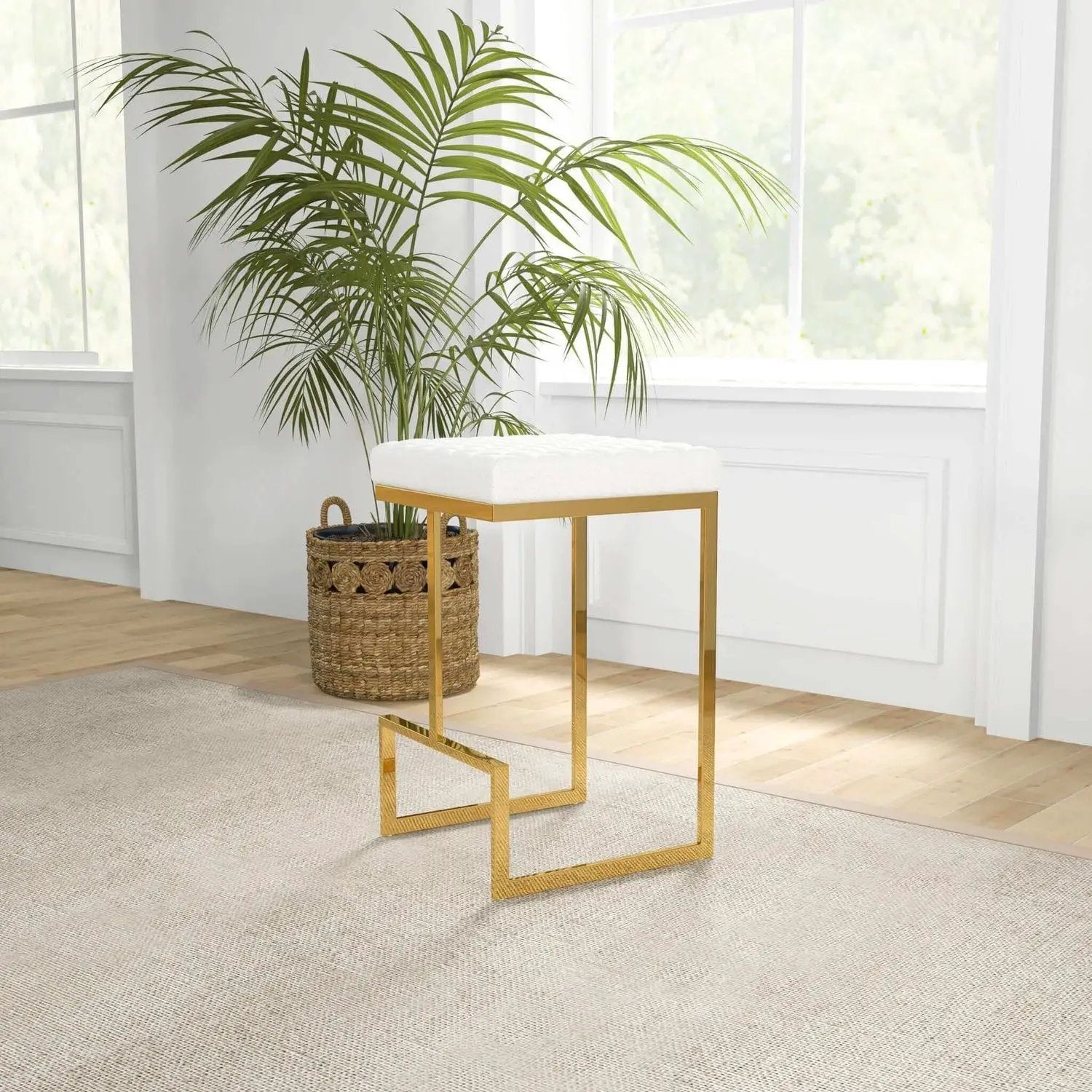 Joel - Mid Century Modern Luxury Upholstered Stool by HouseOfZazla