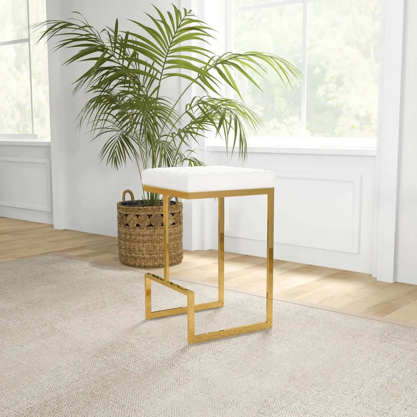 Joel - Mid Century Modern Luxury Upholstered Stool by Unique Piece Furniture
