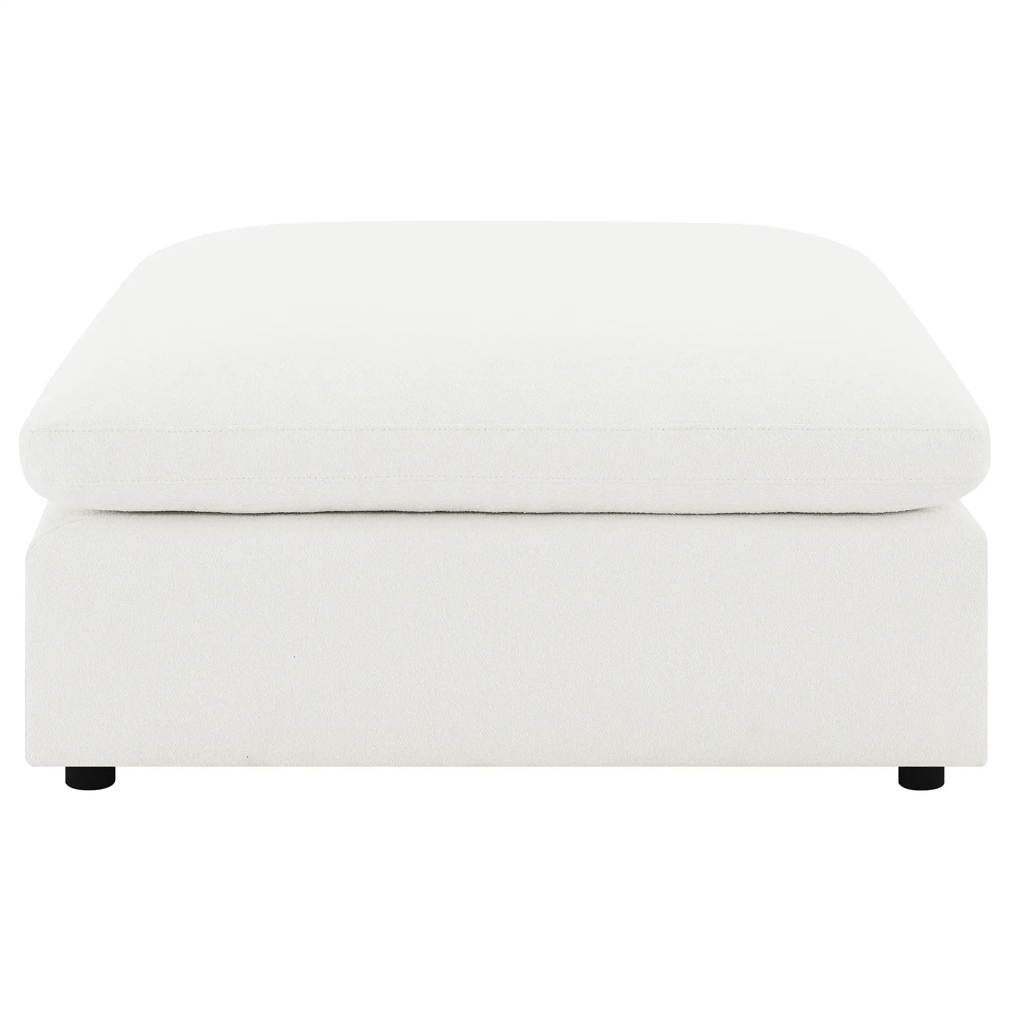 Raleigh Boucle Upholstered Ottoman Ivory by Unique Piece Furniture