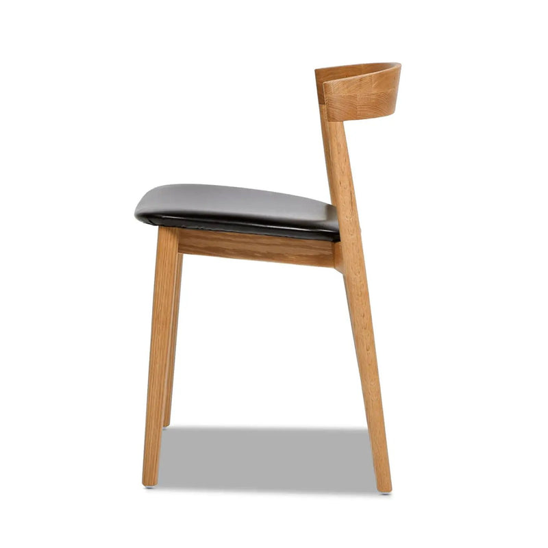 Raven - Stacking Sculpted Oak Dining Chair - Warm Natural Brown / Black by Unique Piece Furniture
