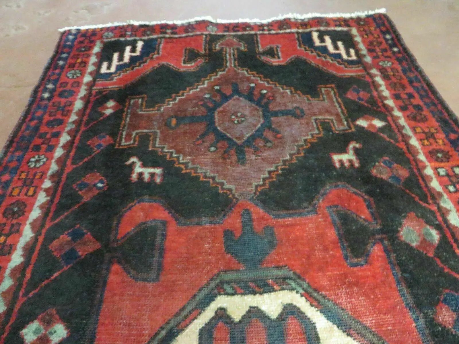 4' X 8' Antique Handmade India Geometric Oriental Tribal Wool Rug Red # 603 by Jewel Rugs