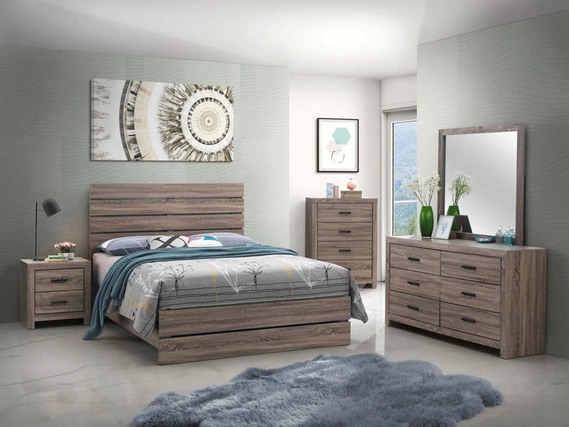 Brantford Wood Eastern King Panel Bed Barrel Oak by Unique Piece Furniture