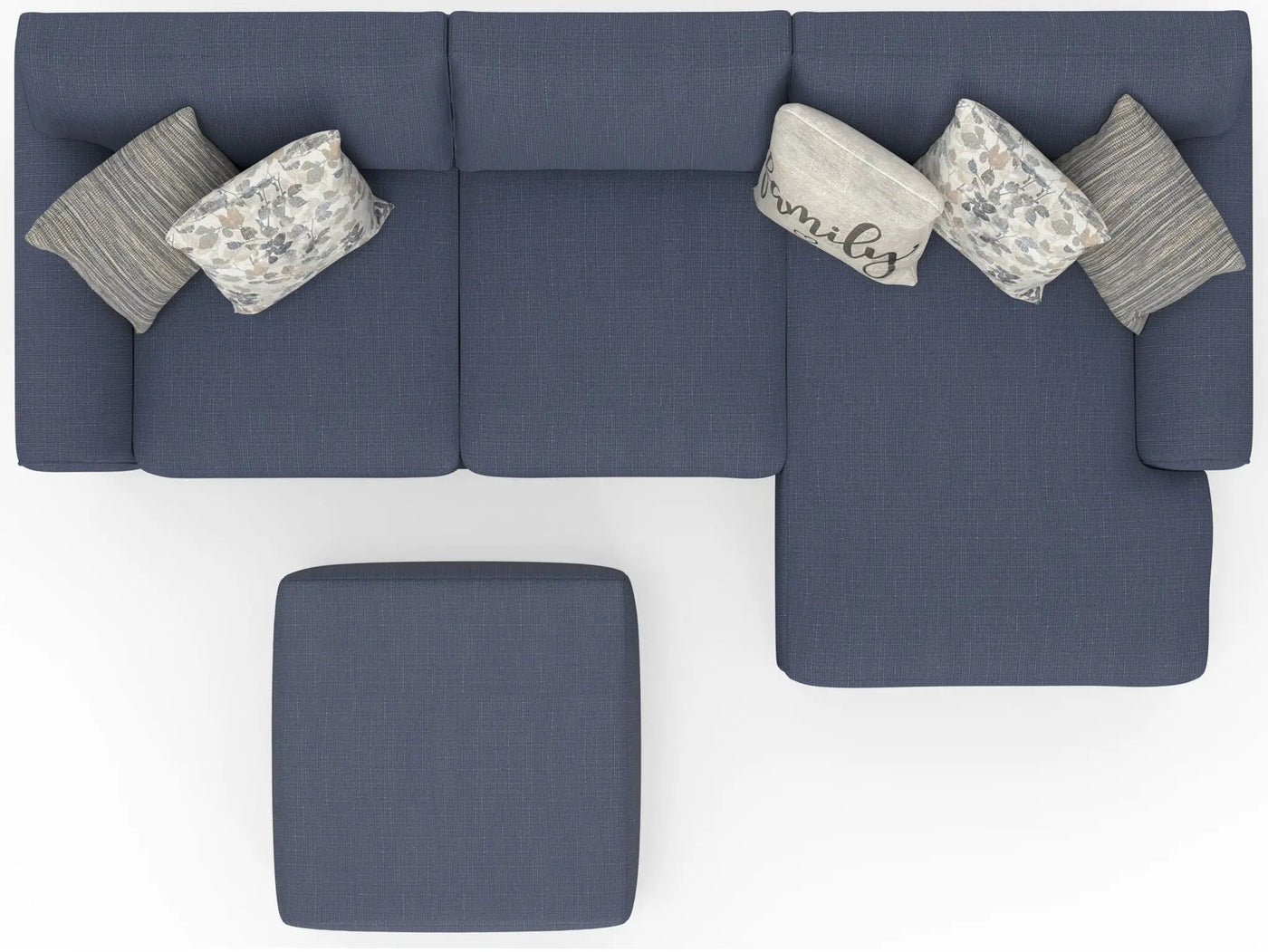 Cape May - Sofa Chaise With Comfort Coil Seating, 41" Cocktail Ottoman And 5 Accent Pillows Included by Unique Piece Furniture