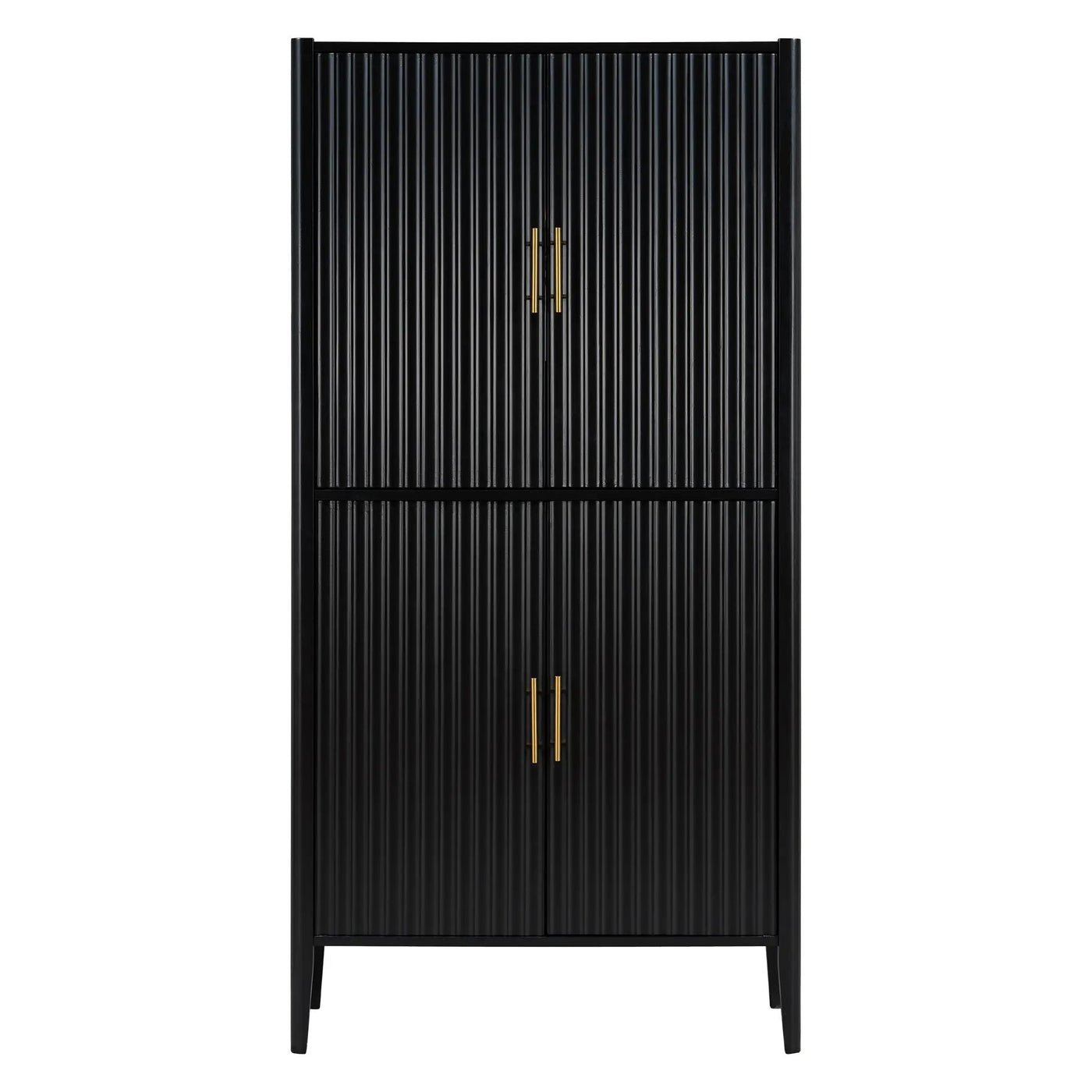 U_STYLE Modern Fluted Wine Cabinet with Glass Display & Stemware Rack by HouseOfZazla