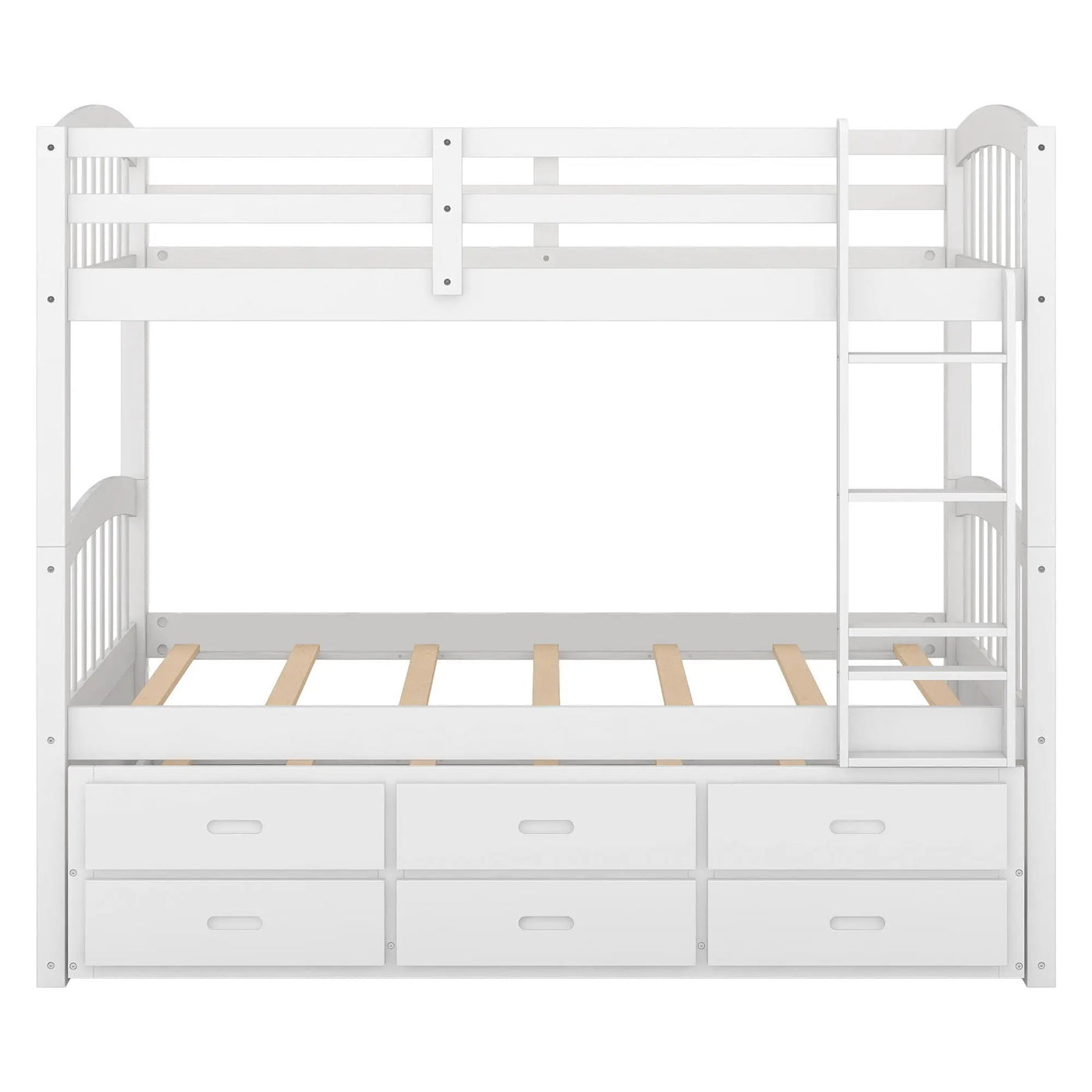 Bunk Bed With Trundle And Drawers, Arched Headboard And Footboard by HouseOfZazla