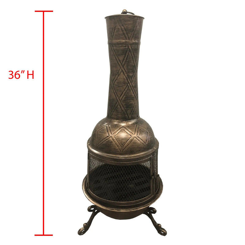 Solid Steel 36-in Tall Antique Bronze Chiminea Fire Pit by Sharicks