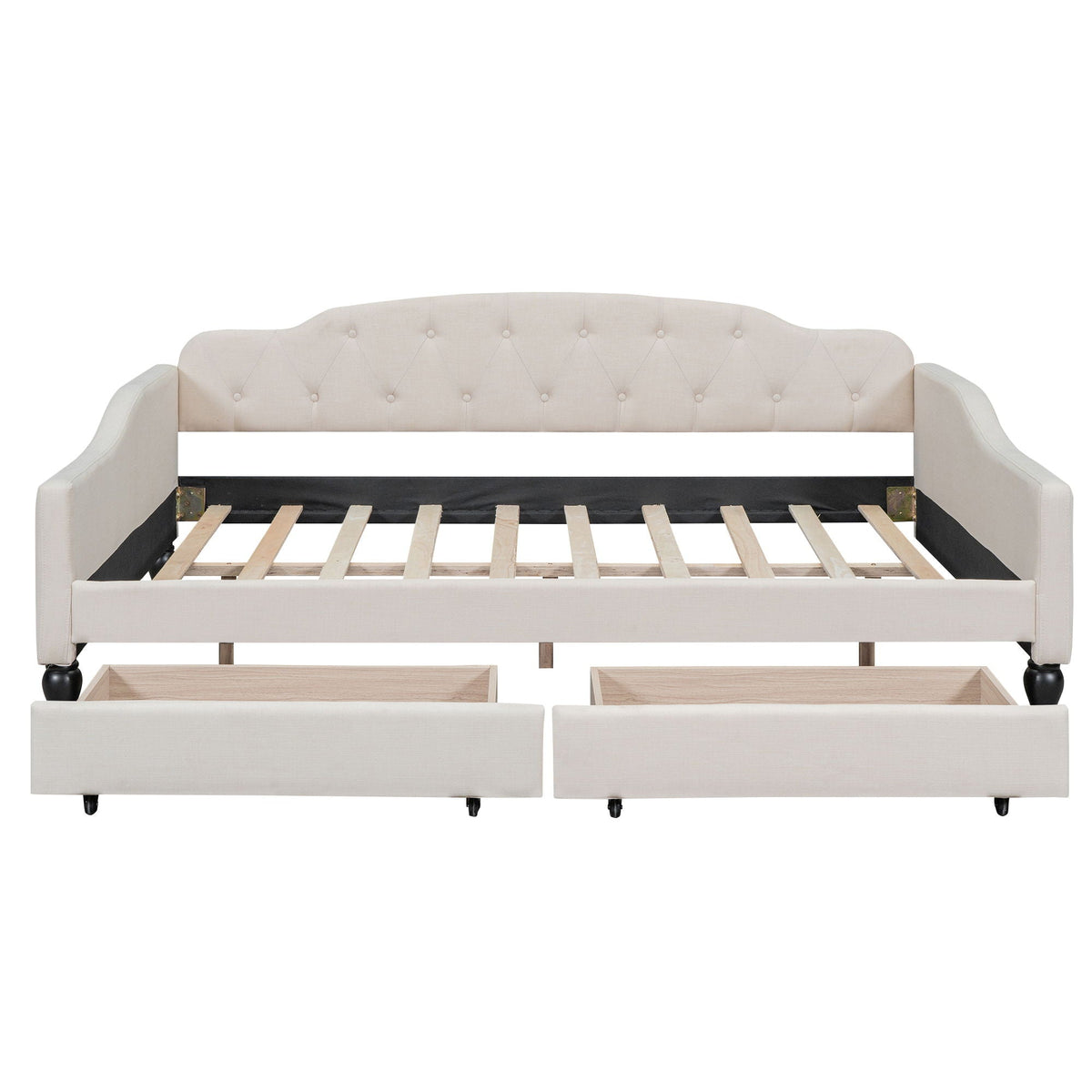 Upholstered Tufted Daybed with Storage Options - Beige, photo 2 of 40