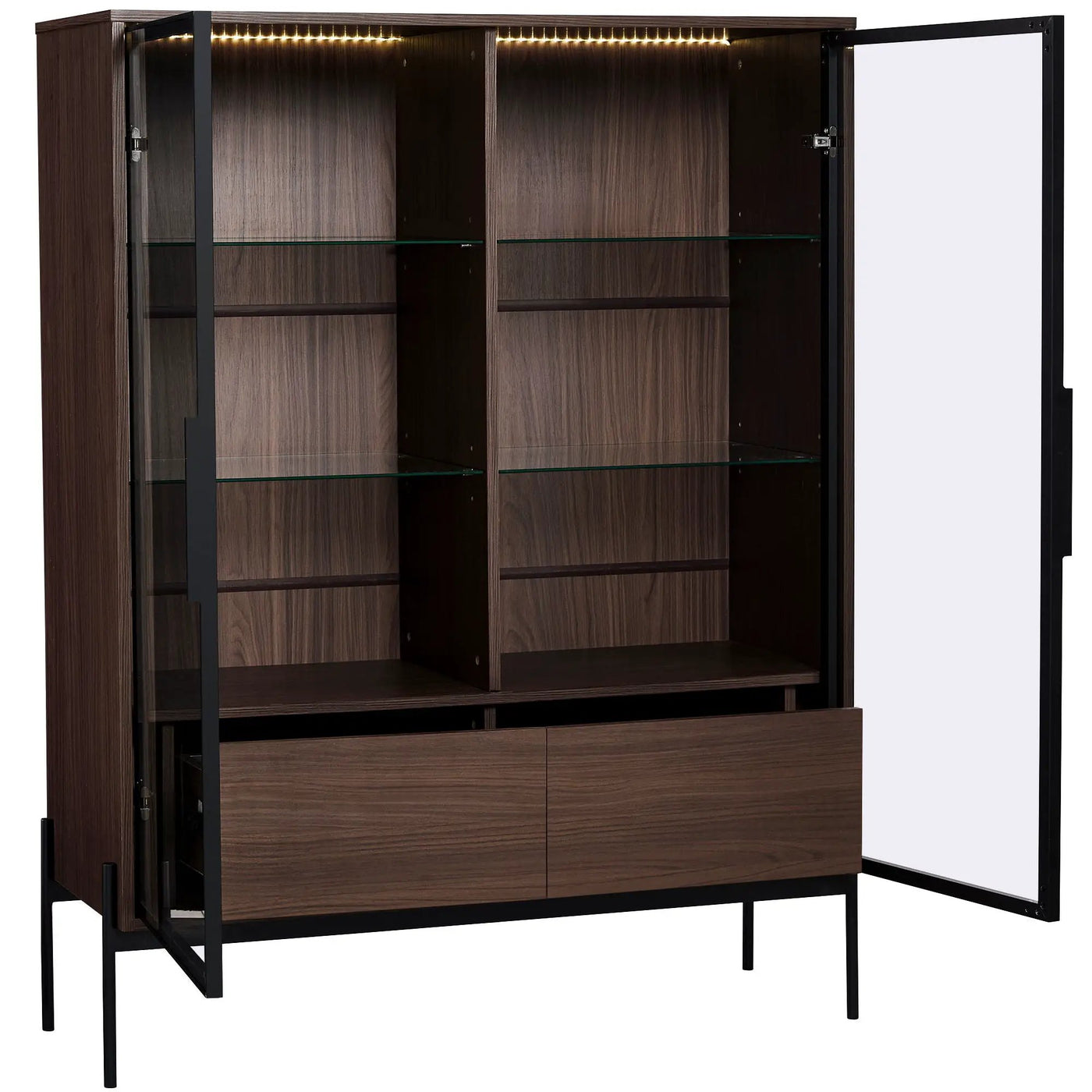 Modern Minimalist Style LED Curio Cabinet With Tempered Glass Door, Metal Legs by HouseOfZazla