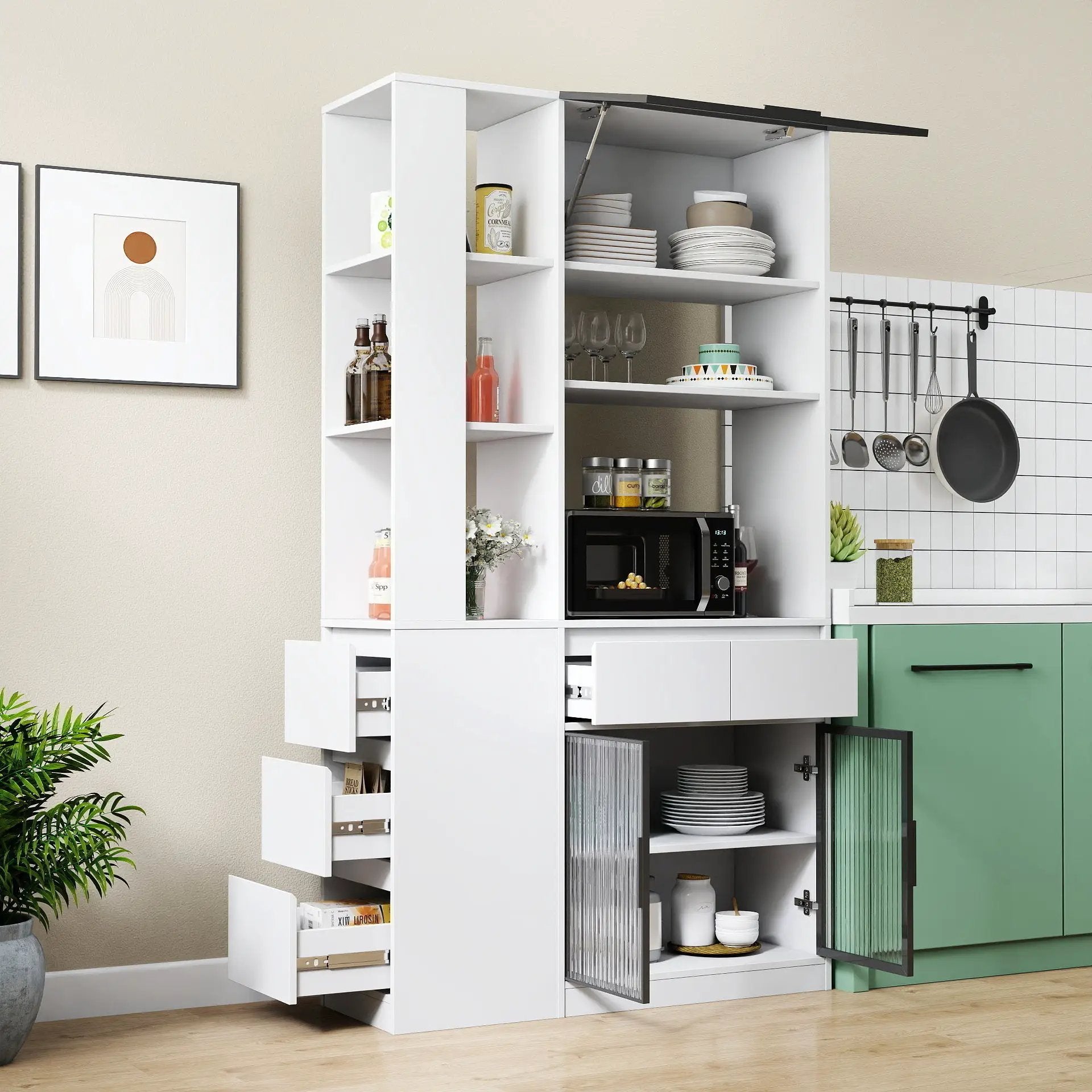 70.87"H Tall Storage Cabinet with Multi-functional Storage Space by HouseOfZazla