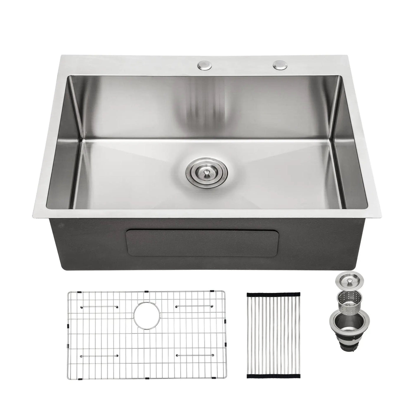 Drop In Kitchen Sink, 16 Gauge Stainless Steel, Single Bowl, Topmount Basin by HouseOfZazla