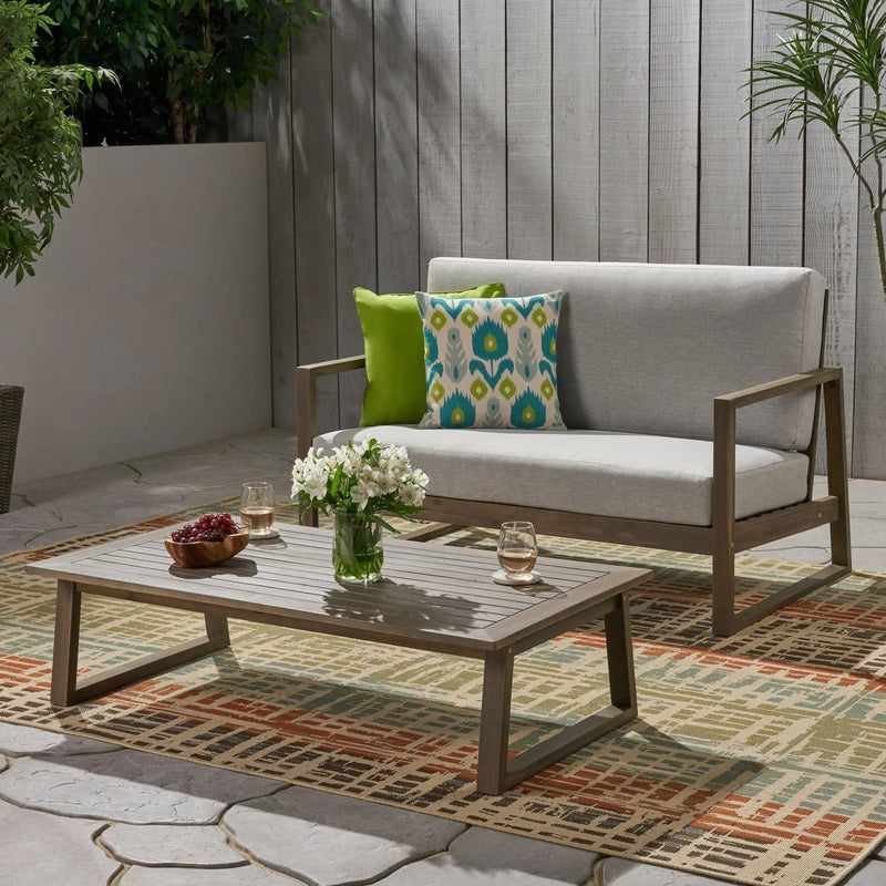 Belgian Loveseat & Coffee Table Set With Water Resistant Cushions by HouseOfZazla
