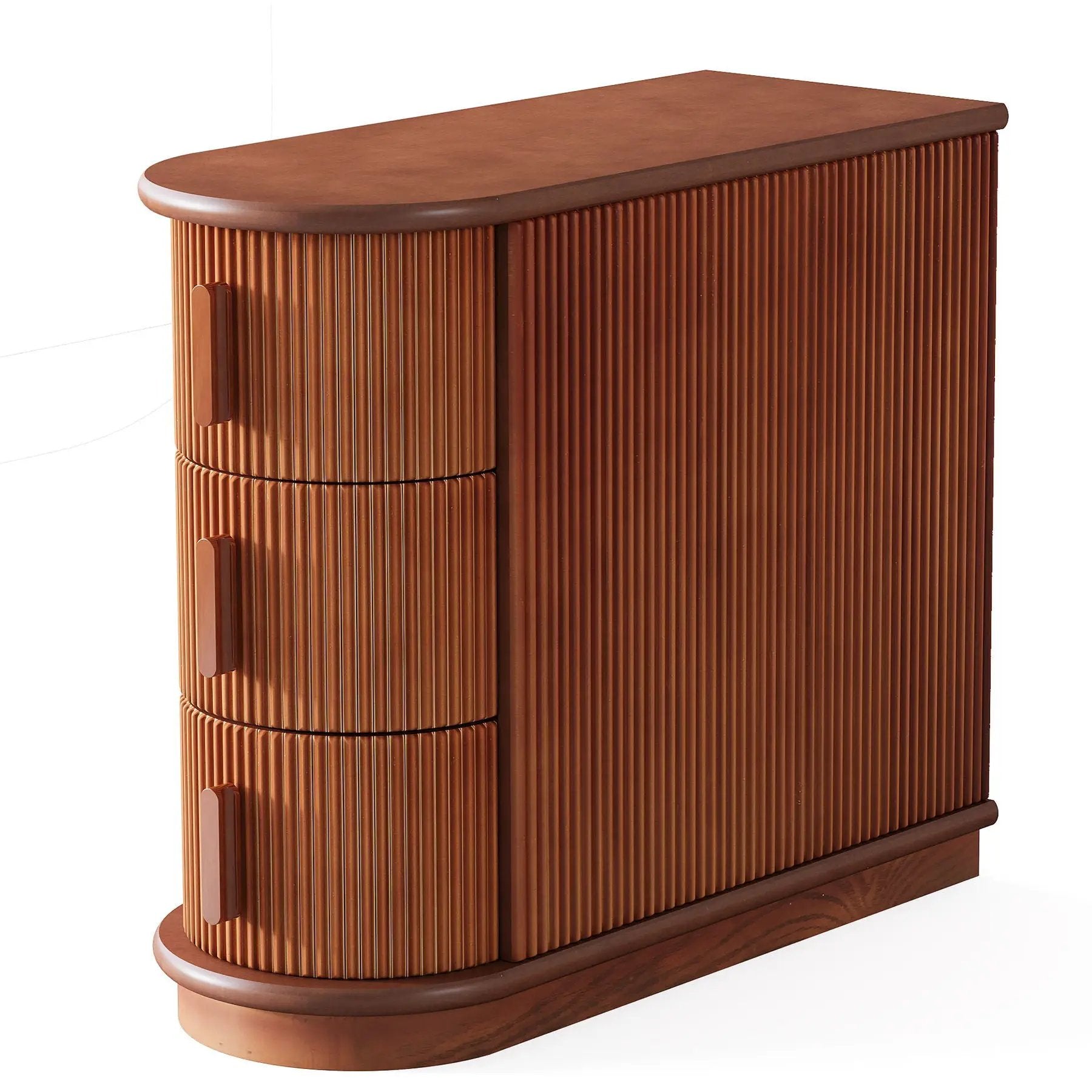 3 Drawer End Table, Semi Oval For Living Classic Accent Furniture - Walnut by HouseOfZazla