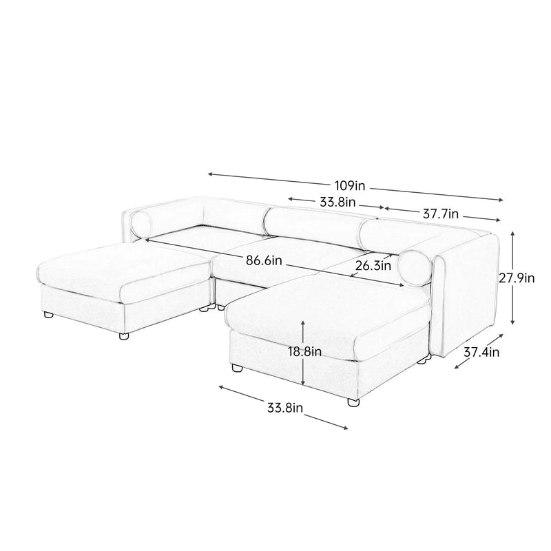 Contemporary Elegant Sofa With Storage And Ottoman by Unique Piece Furniture