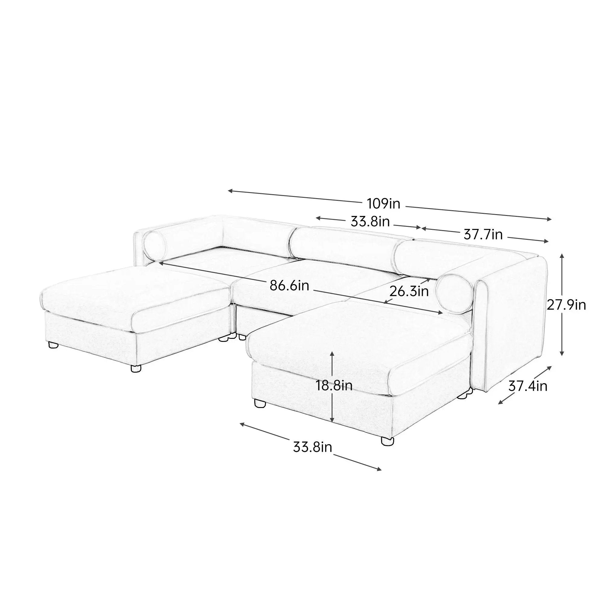 Contemporary Elegant Sofa With Storage And Ottoman by HouseOfZazla