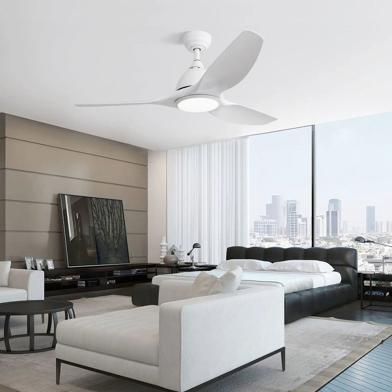 Modern Ceiling Fan With 22W Led Light, 3 ABS Fan Blades Dc Motor Ceiling Fan For Bedroom Living Room by HouseOfZazla