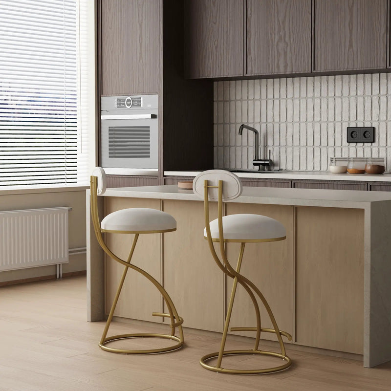 Bar Stools Upholstered Counter Height Barstools For Kitchen Island Modern Dining Chairs With Footrest (Set of 2) by Unique Piece Furniture