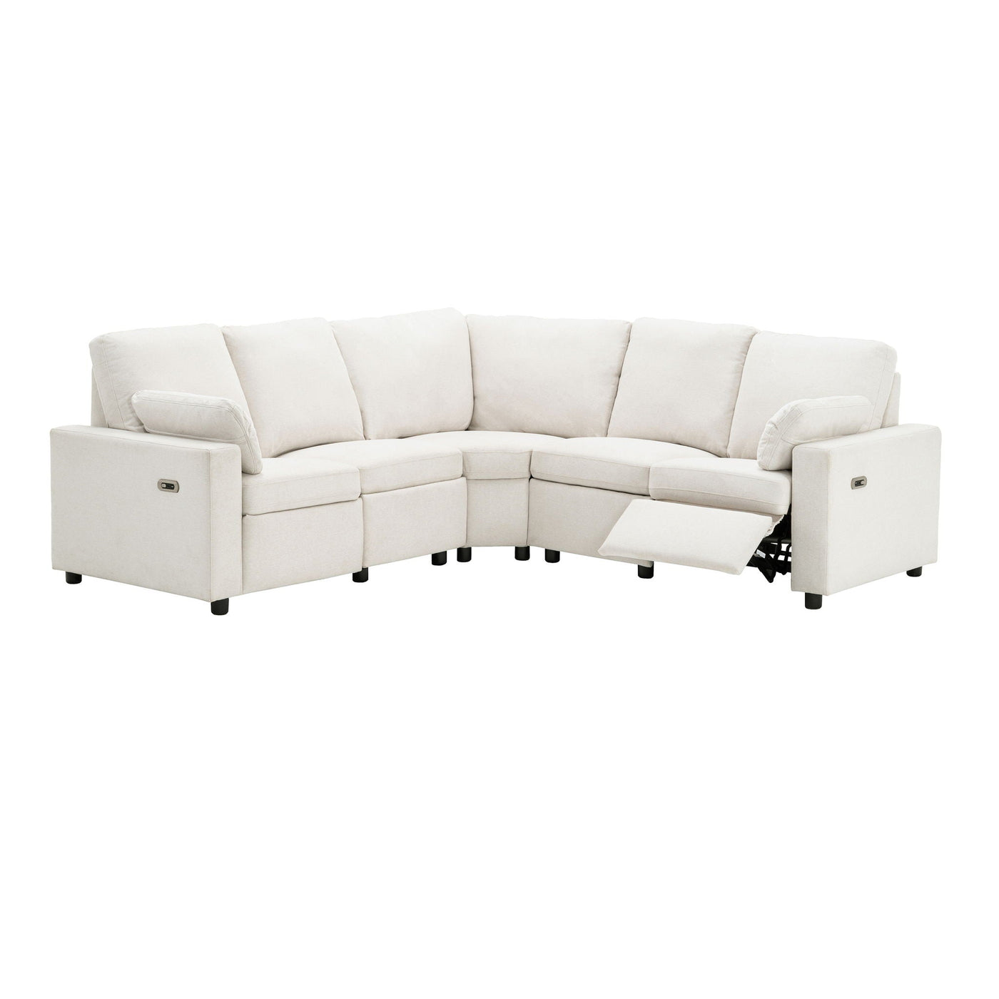 Power Recliner Sectional Sofa Home Theater Reclining Sofa With Two USB Ports, Two Storage Drawers For Living Room by HouseOfZazla