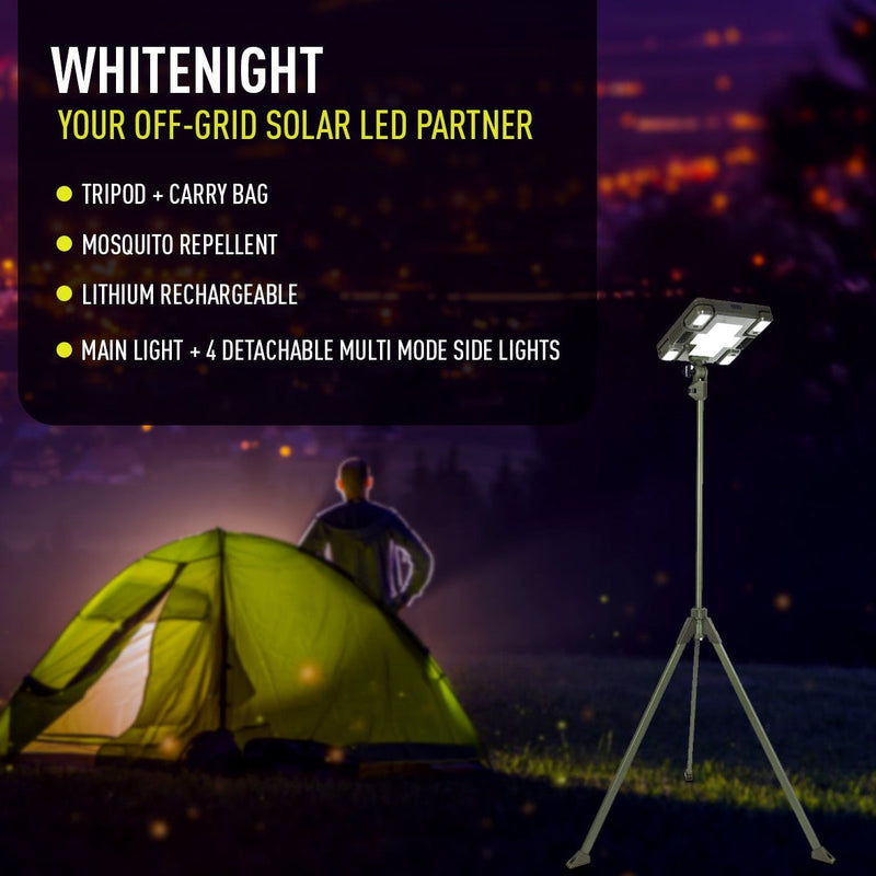 TRU De-LIGHT WHITENIGHT Multipurpose Solar / AC / DC - Garden, Camping Main Light + 3 Independent Detachable Multi Mode Side Lights / Tripod + Carrying Bag, photo 5 of 19