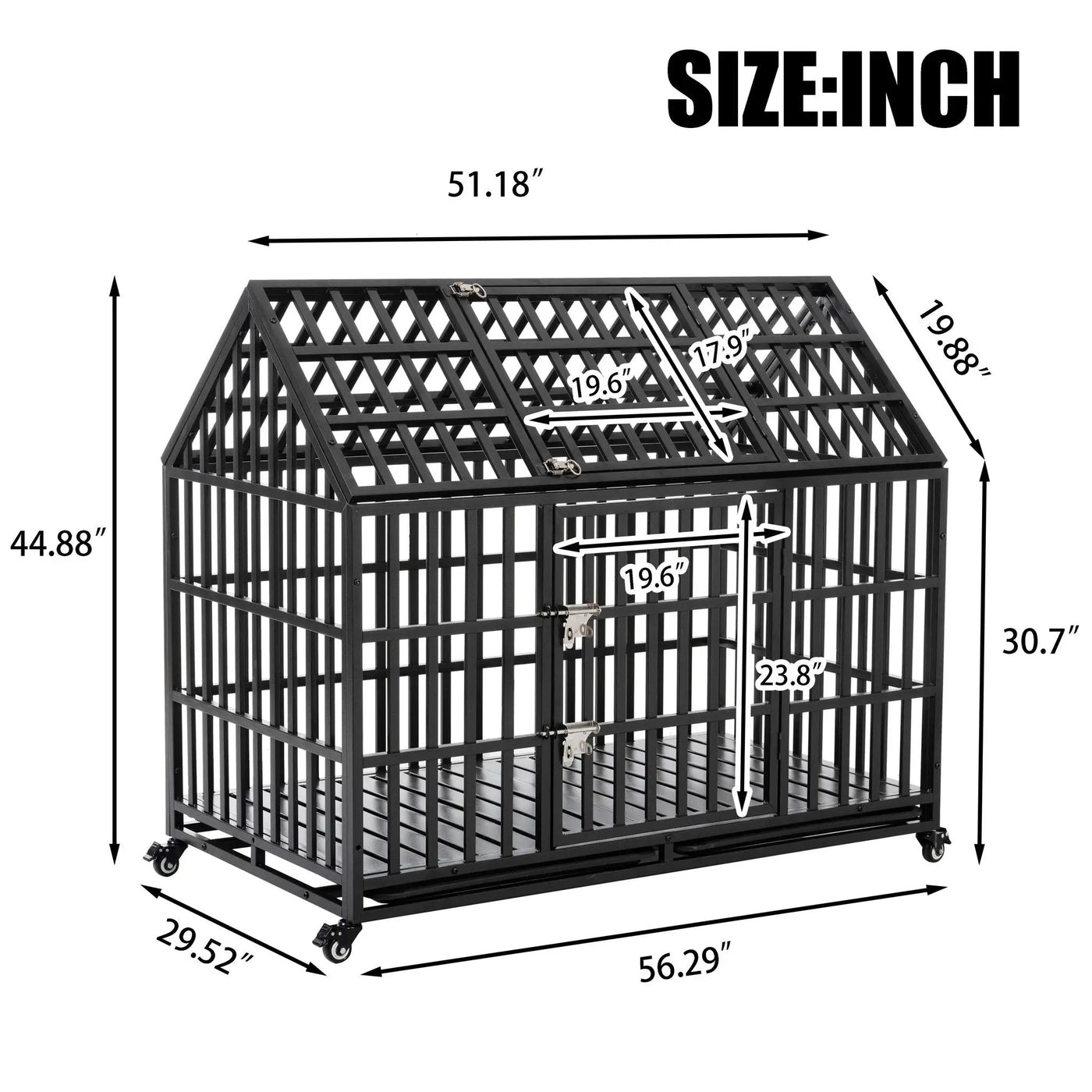 Heavy Duty Dog Crate Lockable Wheels by HouseOfZazla