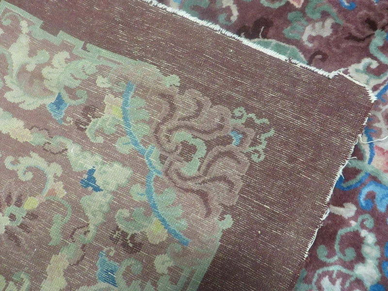 8' X 10' Vintage Handmade Chinese Art Deco Peking Nichols Wool Rug Flowers Nice by Jewel Rugs