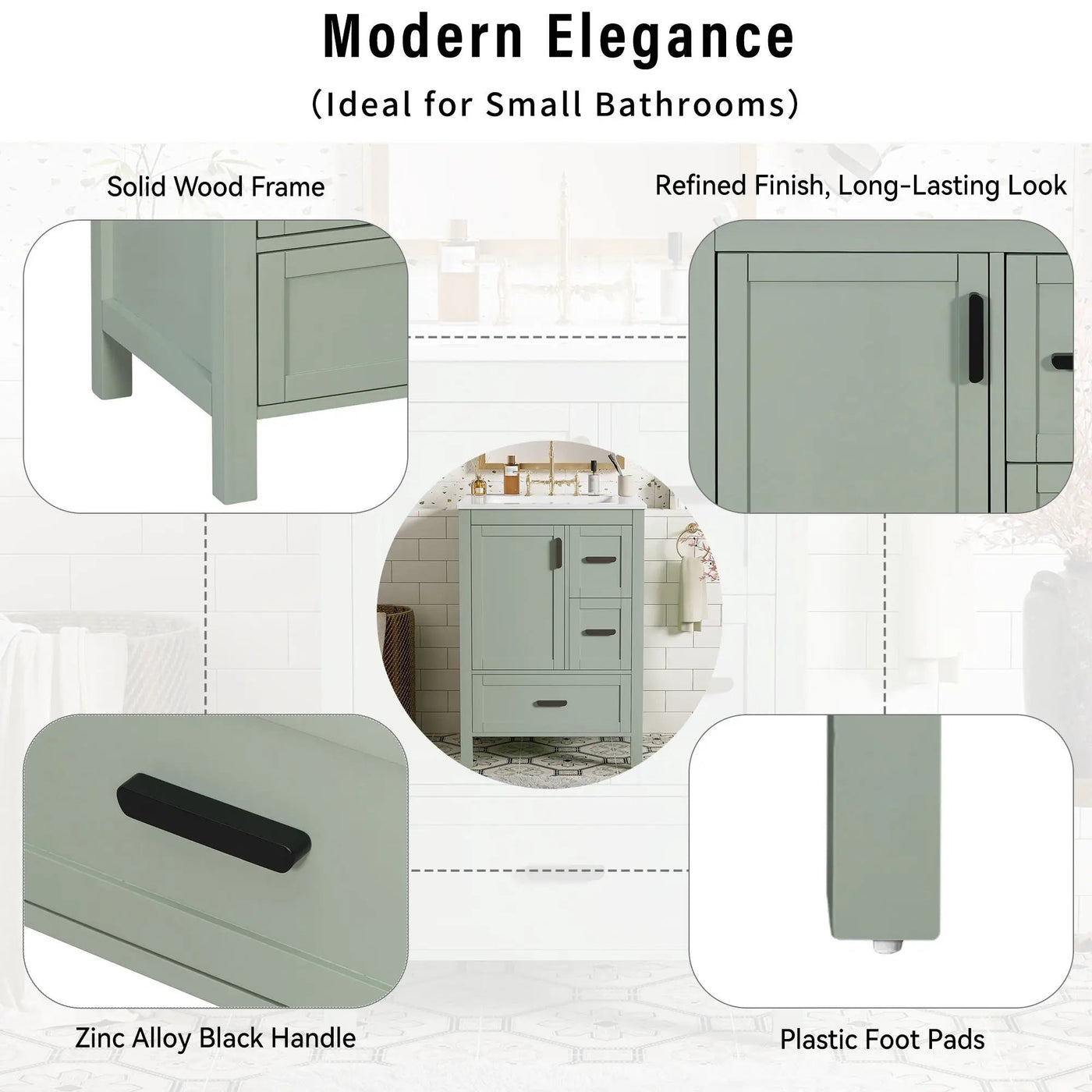 Bathroom Vanity With Sink, Soft-Close Doors, Double-Layer Shelf And 3 Drawers by Unique Piece Furniture