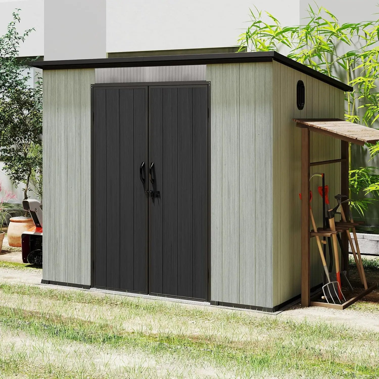 6x8FT Outdoor Resin Storage Shed with Transparent Windows & Louvered Vents by HouseOfZazla