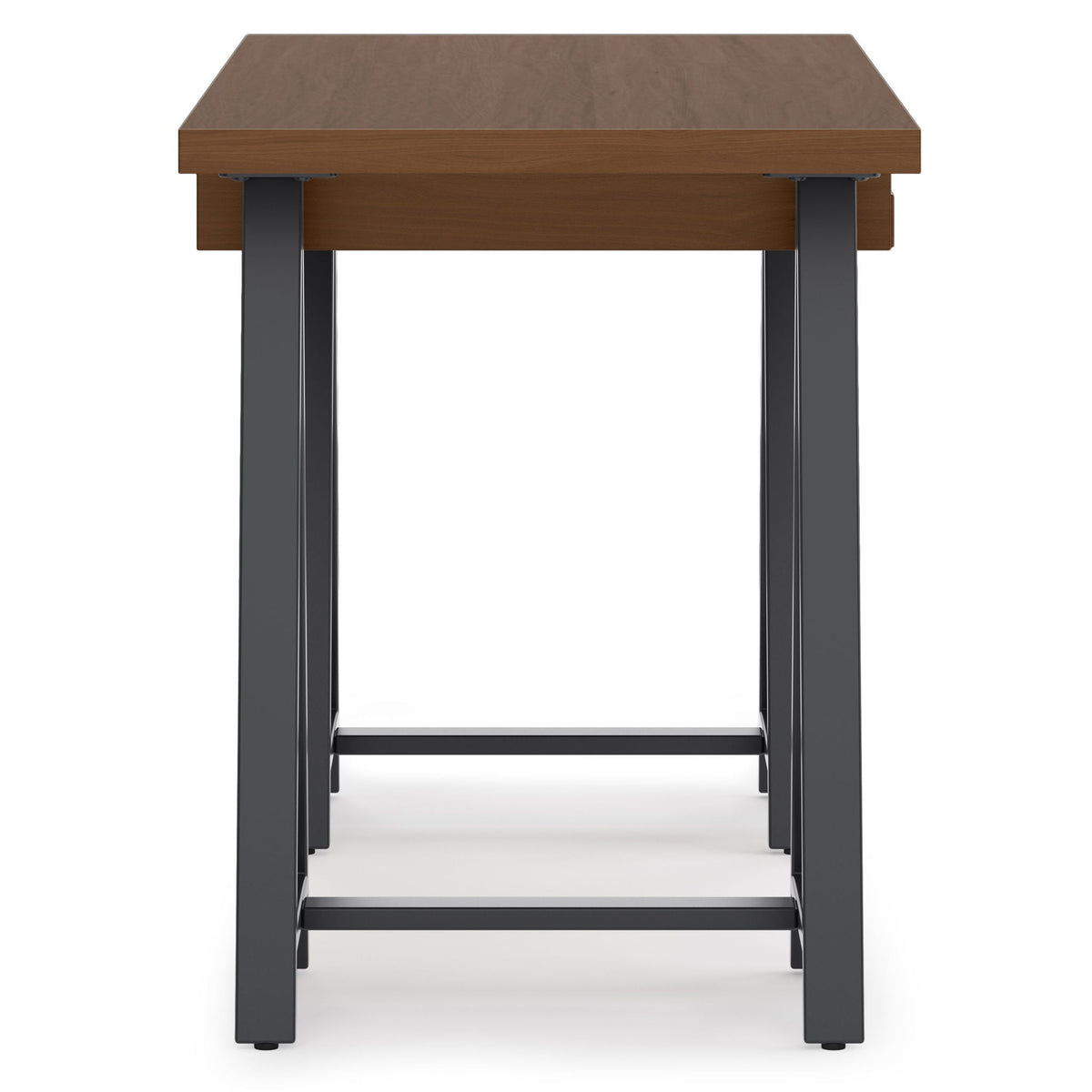 Handcrafted Solid Writing Desk with Sawhorse Metal Supports - Dark Brown, photo 7 of 13