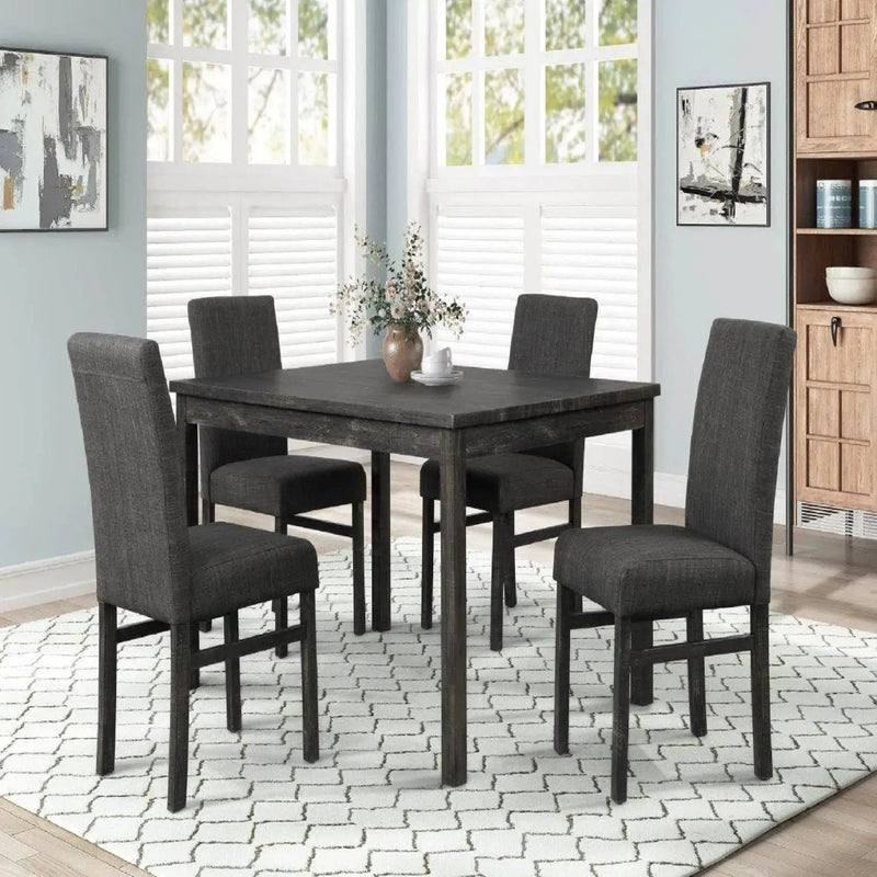 5 Piece Transitional Dining Set With Table And Upholstered Chairs by HouseOfZazla