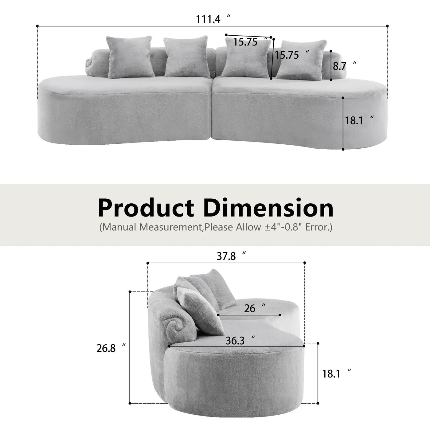 Modern Curved Sofa With Pillows by HouseOfZazla