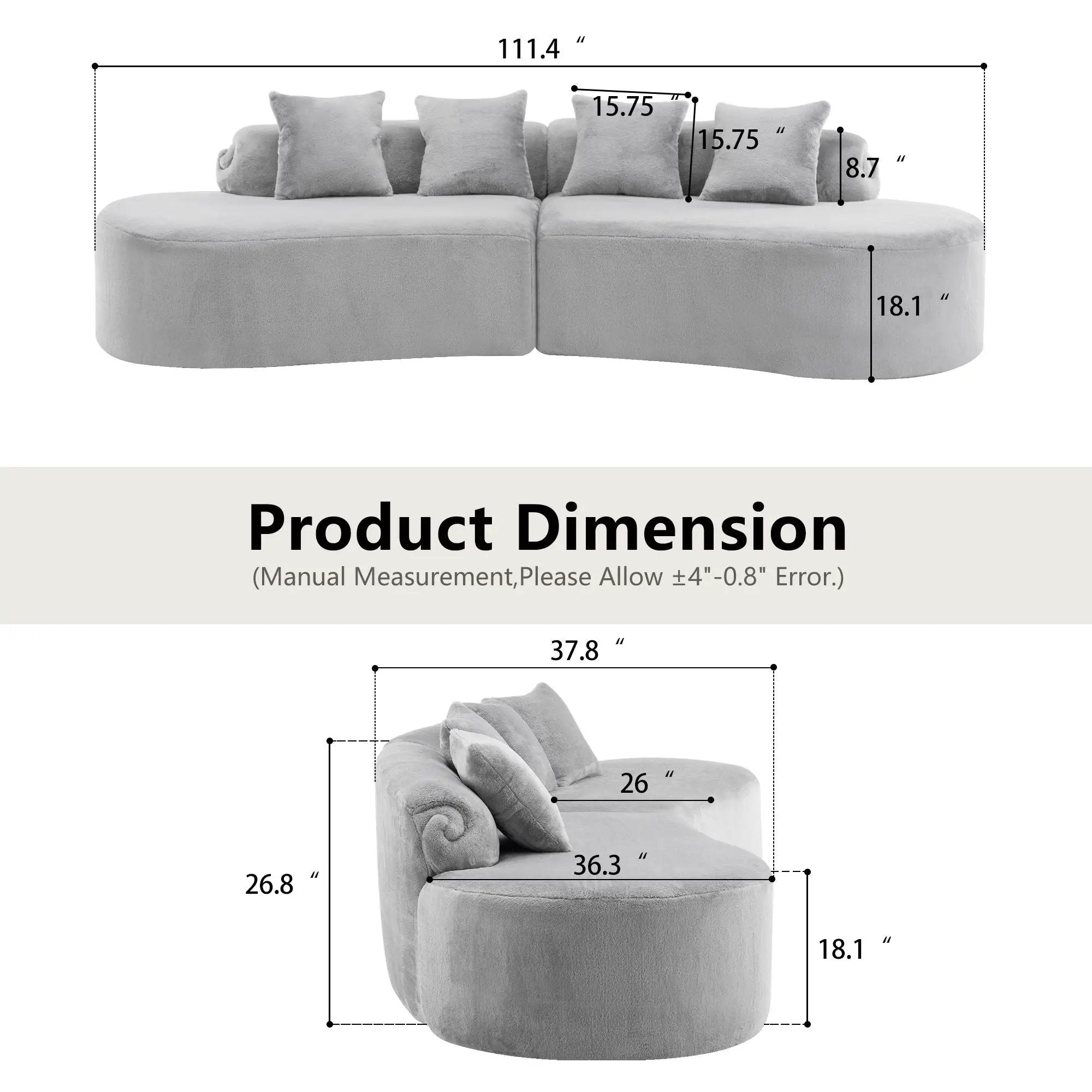 Modern Curved Sofa With Pillows by Unique Piece Furniture