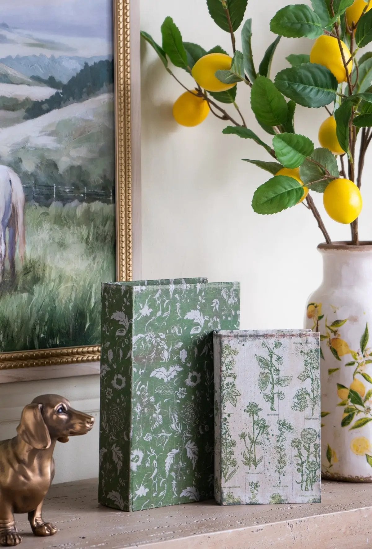 S/2 Decorative Book Boxes with Rustic Floral Patterns by HouseOfZazla