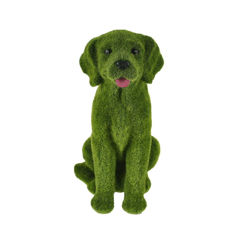 Flocked Resin Dog Garden Statue with Weatherproof Finish - Green, photo 5 of 10
